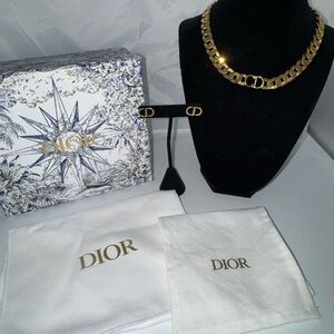 Dior Gold CD Logo Choker AND Earrings